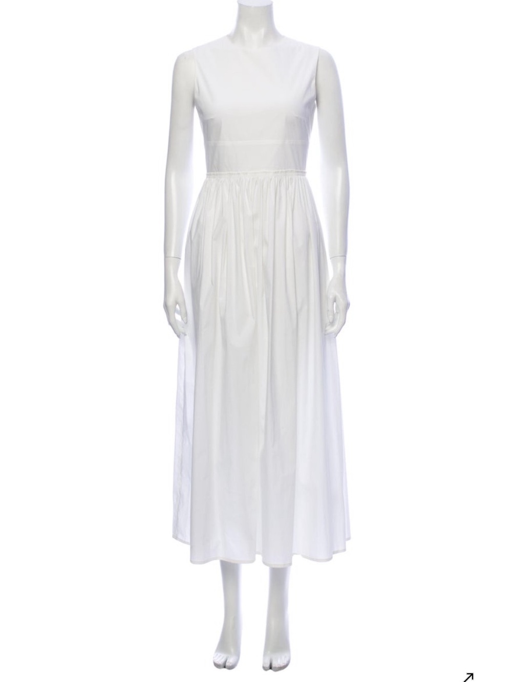 The Row White Gathered Waist Midi Dress